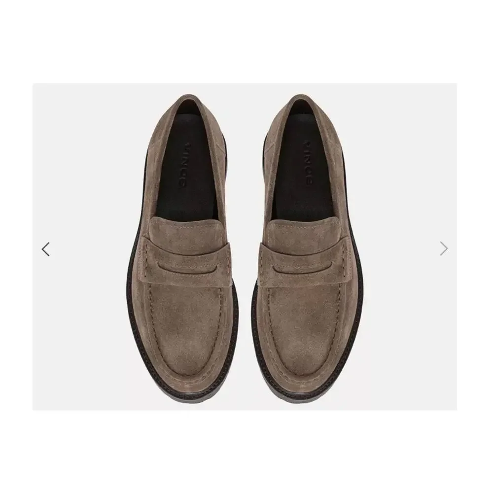 NEW Vince Delmore Suede Lug-Sole Penny Loafer Size 12